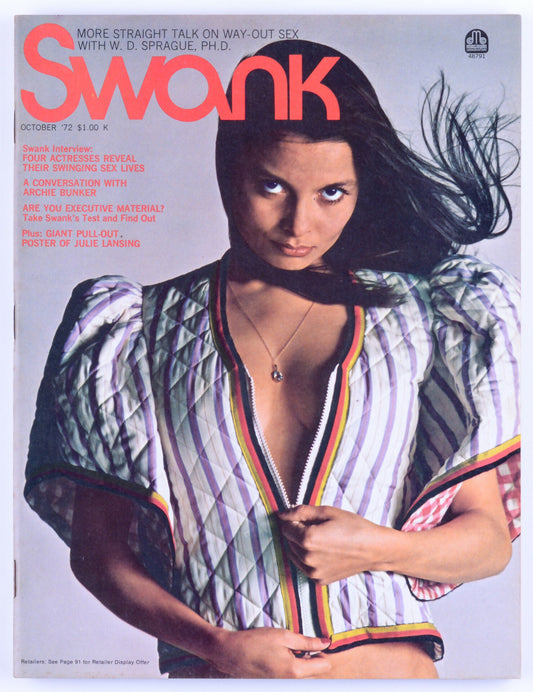 SWANK October 1972 Vol. 19 No. 8 Softcore Vintage Magazine - Julie Lansing Trifold Poster