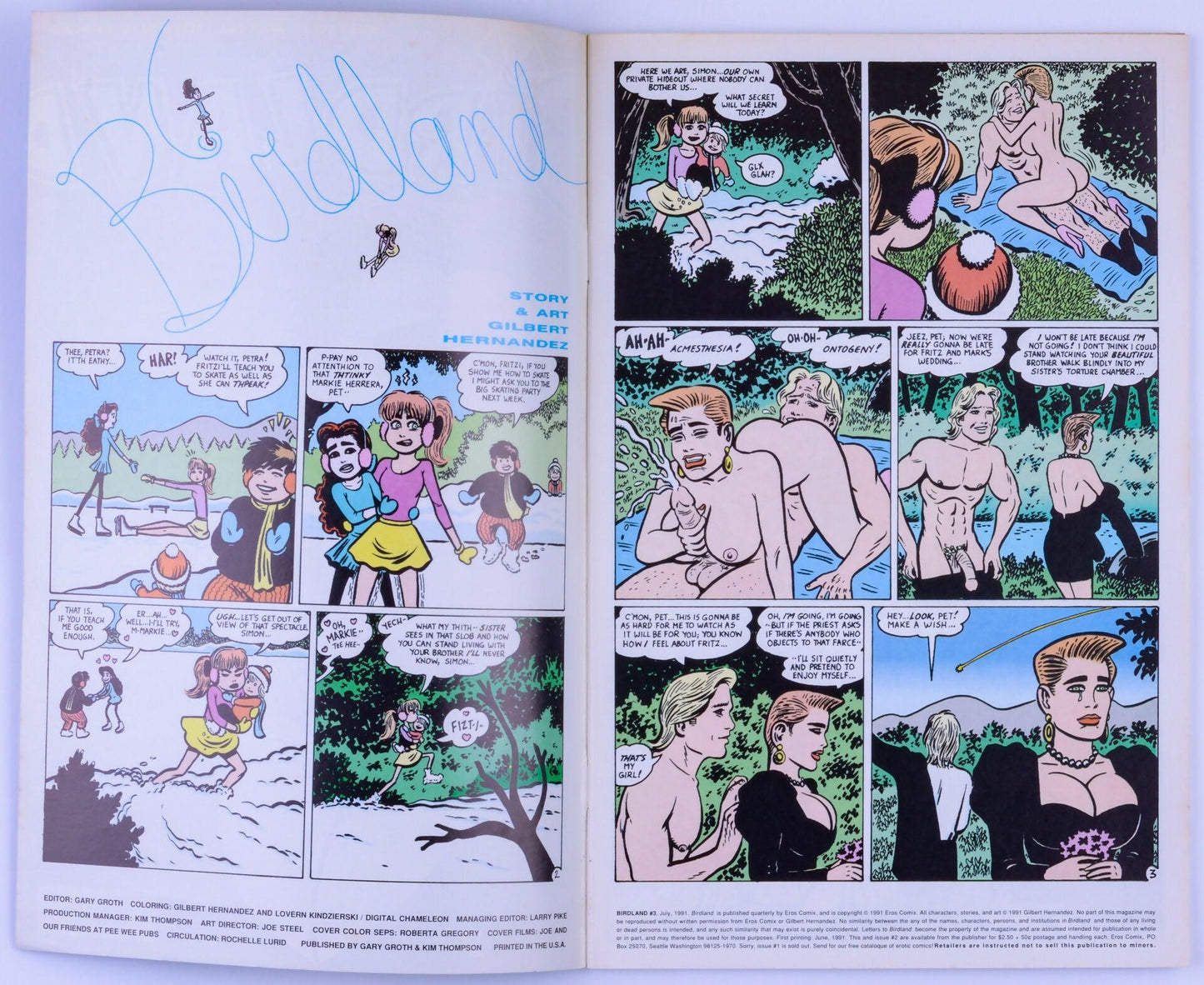 BIRDLAND No. 3 July 1991 EROS Comix By Gilbert Hernandez Hardcore Bisexual Adult Comic Book - XXX Marketplace