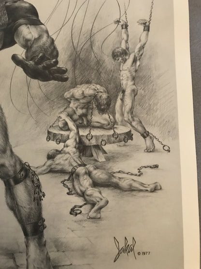 Jakal Gay Art Print FFA Bondage Dungeon Master BDSM Whip Scene Dungeon 1977