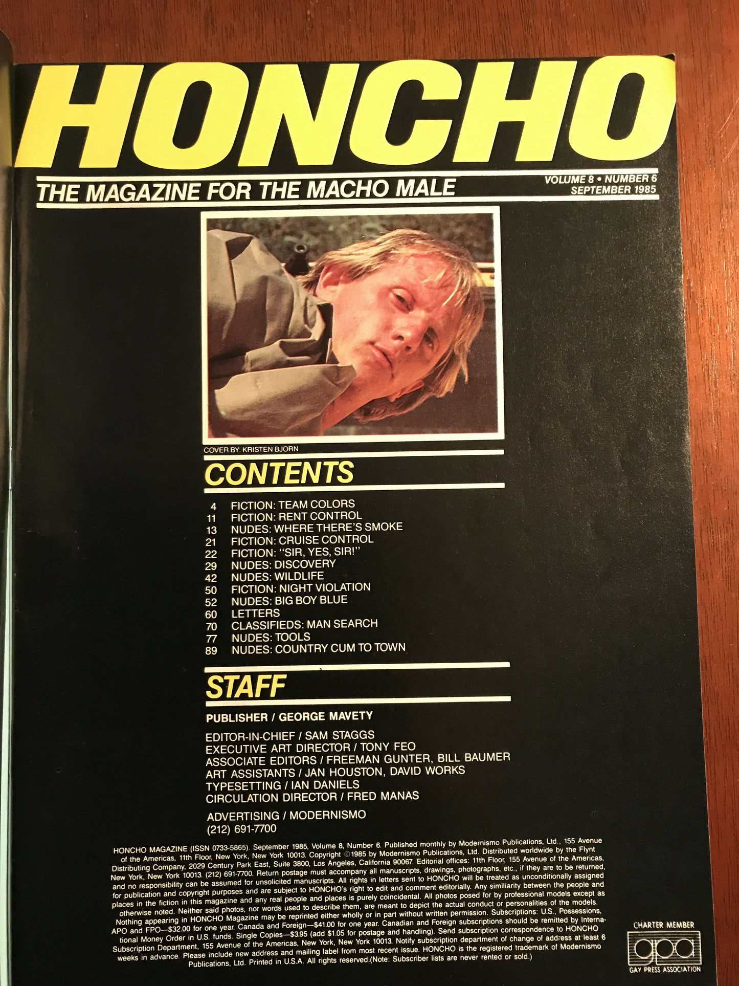 HONCHO Vol.8 #6, 1985 Gay Men’s Magazine Hairy, Blue Collar, Masculine, Butch