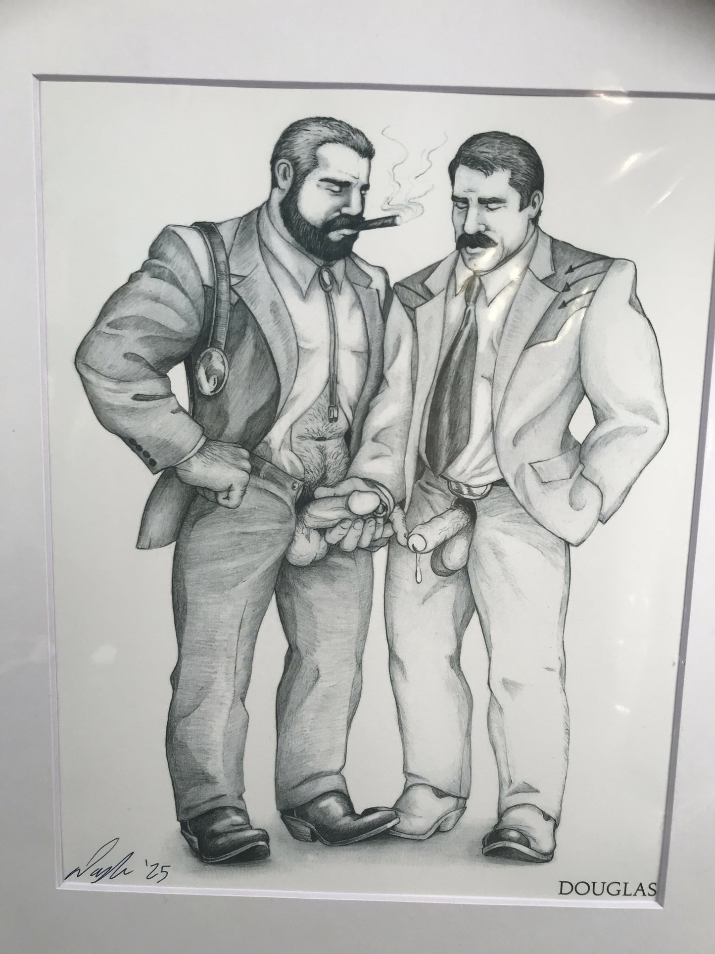 Gay Art Print by Douglas, Cigar Daddies Suit & Tie, Signed & Matted