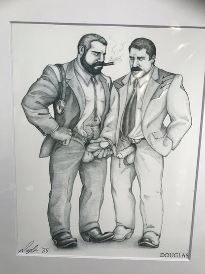 Gay Art Print by Douglas, Cigar Daddies Suit & Tie, Signed & Matted