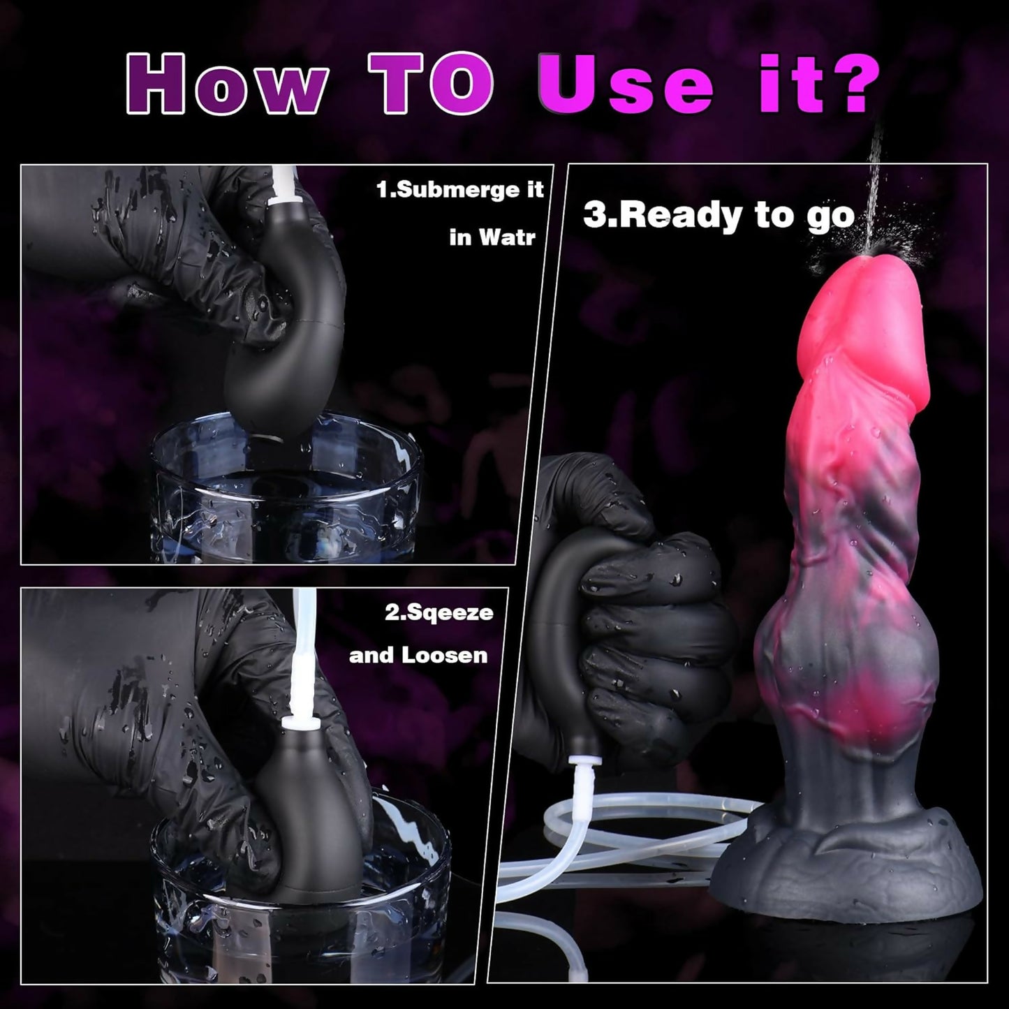8.5" Fantasy Dragon Ejaculating Squirting Dildo Knot Suction Cup Silicone Dong