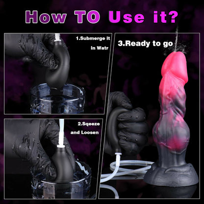 8.5" Fantasy Dragon Ejaculating Squirting Dildo Knot Suction Cup Silicone Dong