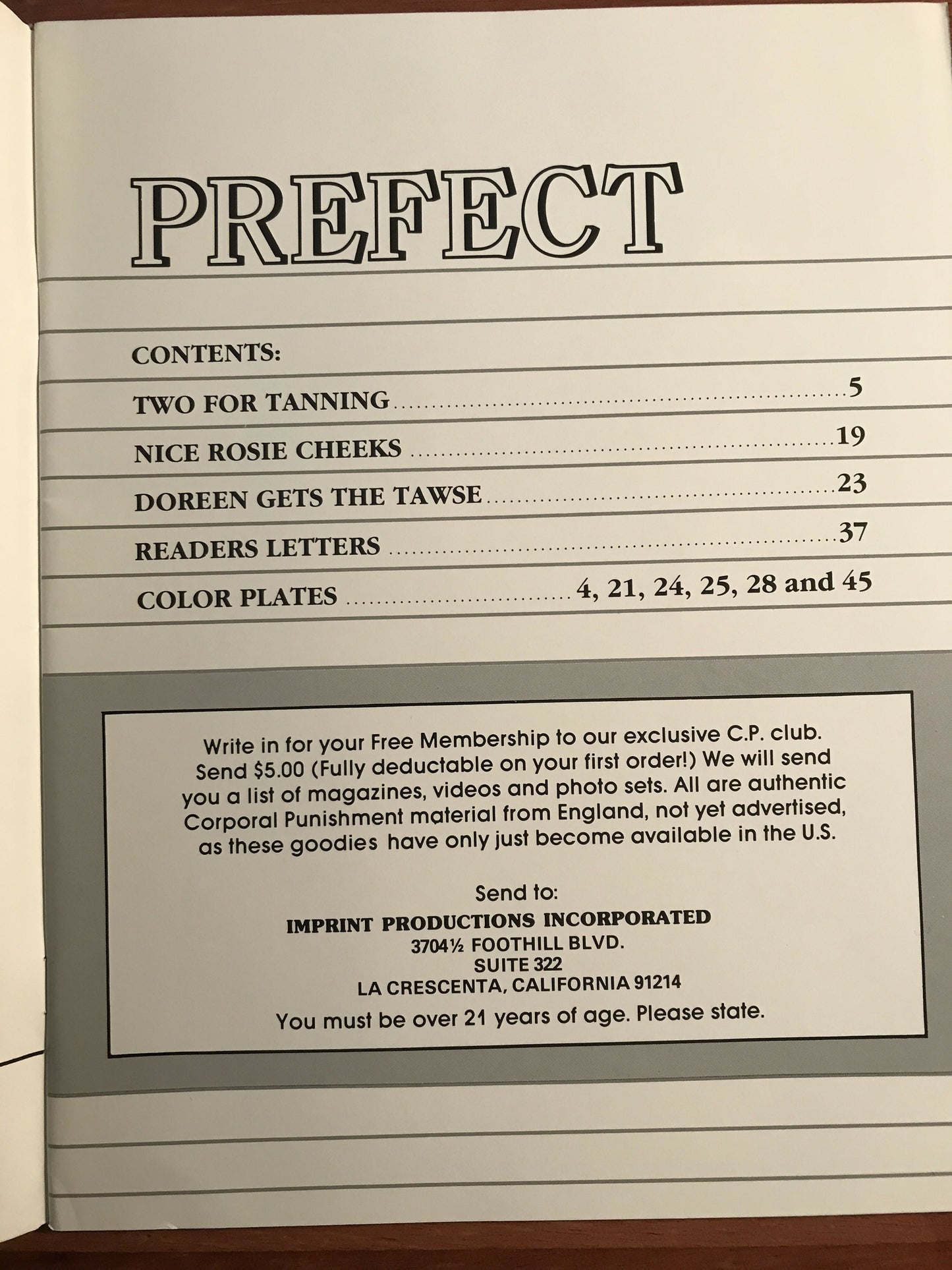 PREFECT Vol.1 #3 1984 Holly Distributors Female Spanking Bondage Magazine, UK Edition