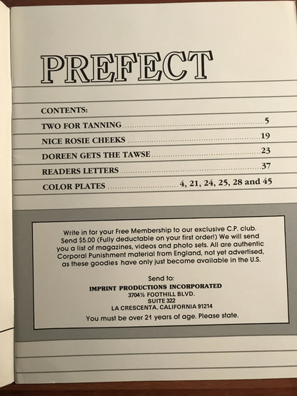 PREFECT Vol.1 #3 1984 Holly Distributors Female Spanking Bondage Magazine, UK Edition