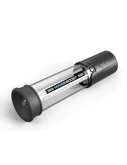 Pump Worx Max Boost- Manual Piston-Action Penis Pump - Black/Clear