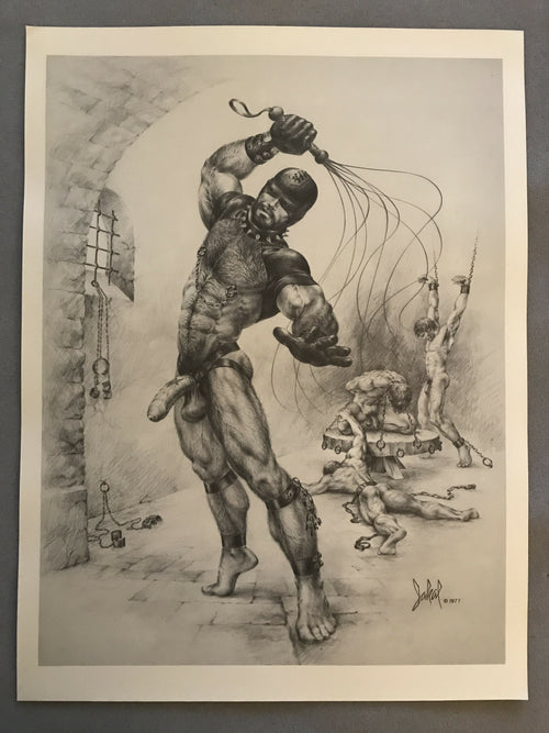 Jakal Gay Art Print FFA Bondage Dungeon Master BDSM Whip Scene Dungeon 1977