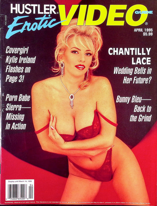 HUSTLER Erotic Video Guide April 1995 Vol. 10 No. 4 Vintage Softcore Magazine - Kylie Ireland, Chantilly Lace, Bunny Bleu