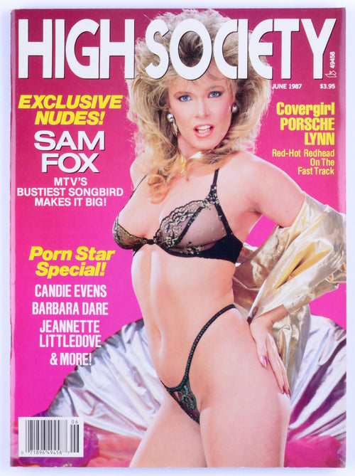 HIGH SOCIETY June 1987 Vol. 12 No. 2 Vintage Softcore Adult Magazine - Sam Fox, Candie Evans, Barbara Dare, Jeanette Littledove, Porsche Lynn, Sade, Sheena Horne, Jamie Summers