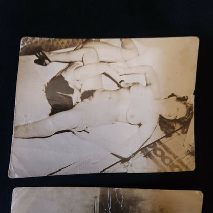 Lot of 2 Original 1940s Vintage B&W Pin-Up Nude Sex Orgy Photographs 3"x4"