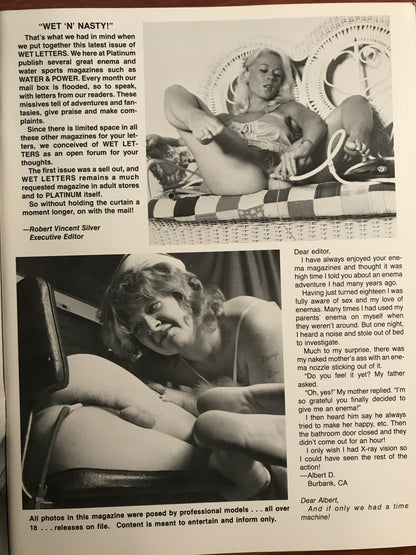 WET LETTERS 1 #6, c.1980 Star Distributors. Enema Water Sports Magazine