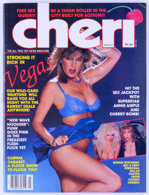 Cheri March 1985 Vol. 9 No. 8 Vintage Softcore Adult Magazine - Trifold Poster, Annie Ample, Cherry Bomb, Patty Wright