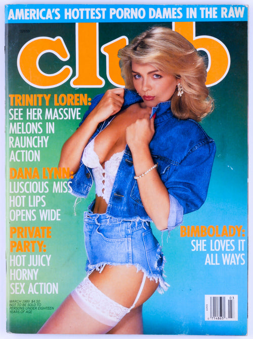 Club March 1989 Vintage Softcore Adult Magazine - Trinity Loren, Dana Lynn