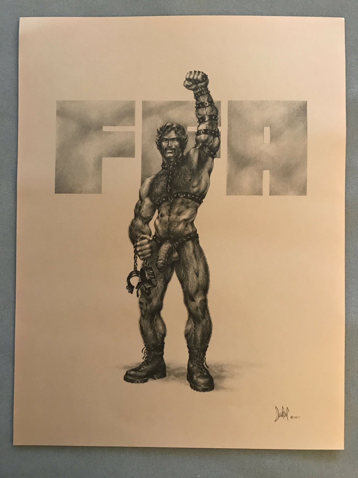Jakal Gay Art Print Bondage Dungeon Master BDSM 1977 "Fist Fuckers of America" FFA