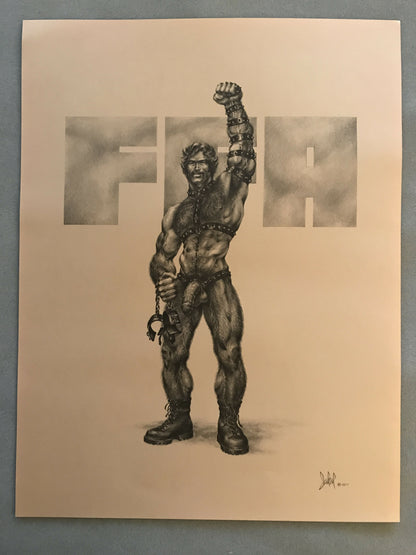 Jakal Gay Art Print Bondage Dungeon Master BDSM 1977 "Fist Fuckers of America" FFA