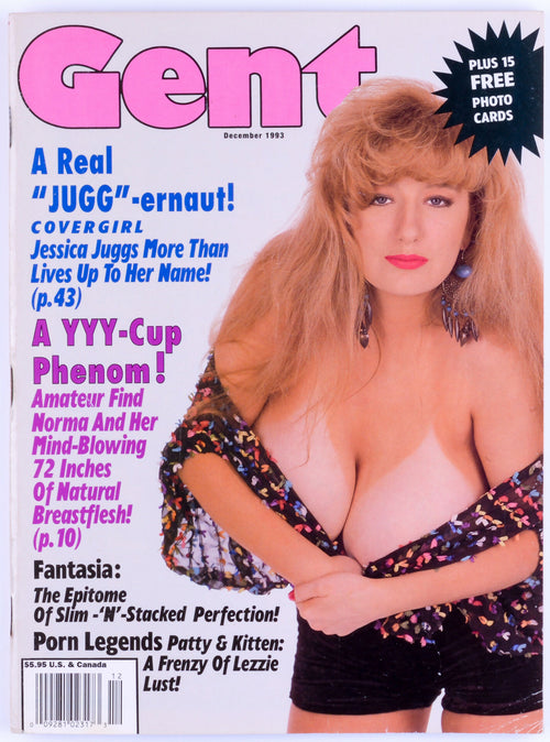 GENT December 1993 Vol. 34 No. 12 Softcore Adult Big Tits Magazine - Trading Cards, Jessica Juggs, Fantasia, Patty Plenty, Kitten natividad, Jane Briley