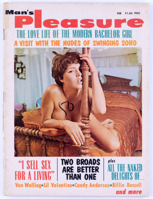 Man's Pleasure February 1971 Vol. 11 No. 7 Vintage Softcore Magazine - Van Walling, Lil Valentine, Candy Anderson, Billie Russell