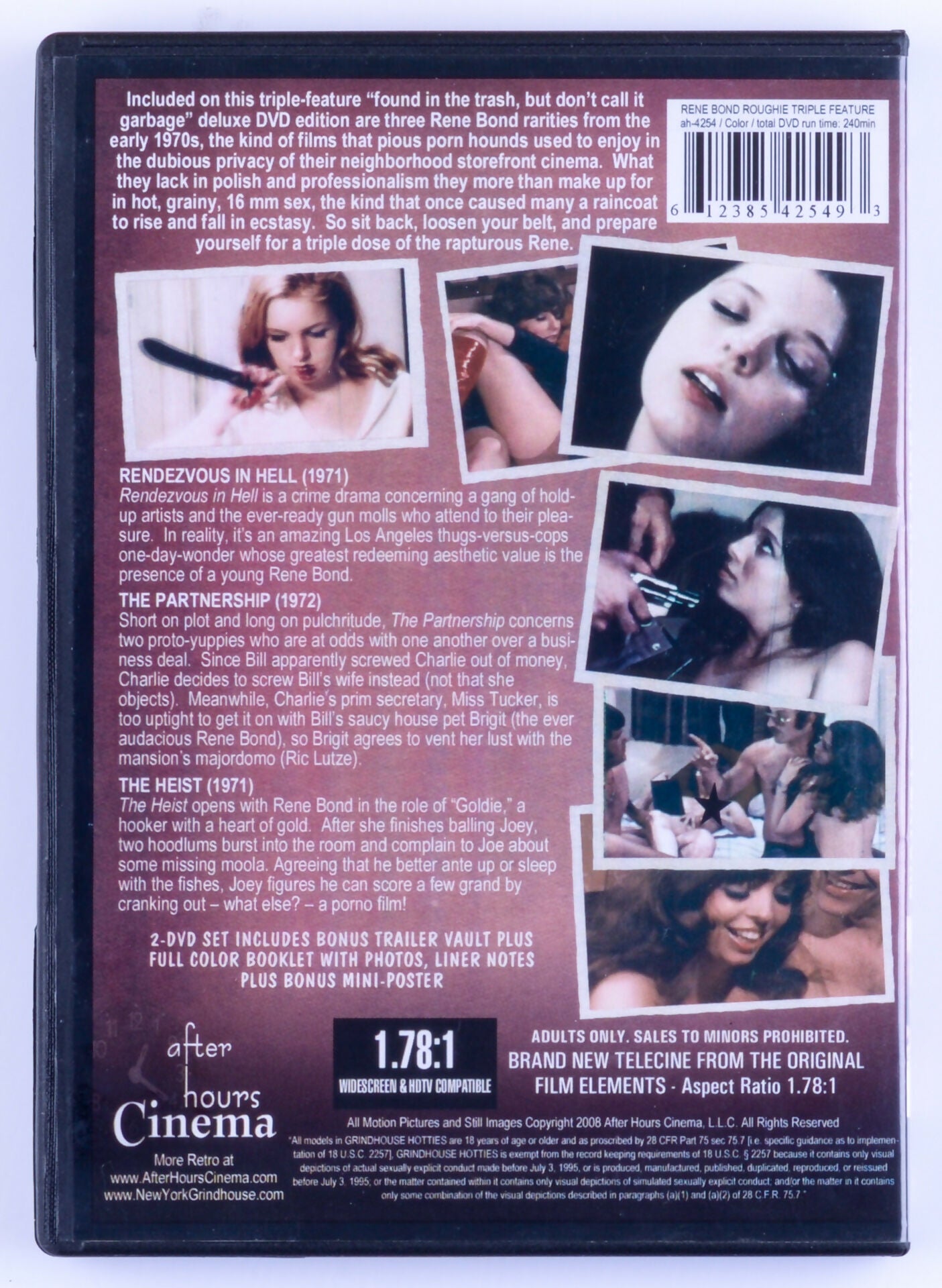 GRINDHOUSE HOTTIES RENE BOND TRIPLE FEATURE 2 DVDs, Booklet, Mini Poster Vinatge 1970s Porn After Hours Cinema 2008