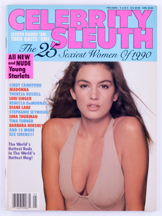CELEBRITY SLEUTH 1990 Vol. 3 No. 5 Vintage Softcore Adult Nude Celebrity Magazine - Cindy Crawford, Madonna, Diane Lane, Phoebe Cates, Vanessa Williams