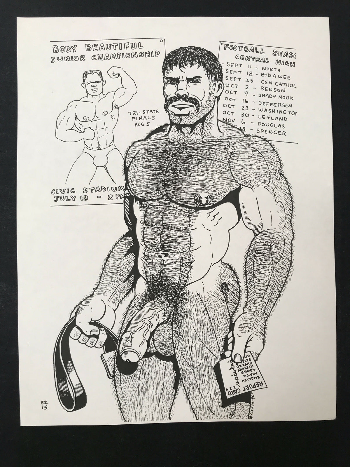Original The Hun Print - Bill Schmeling "Uncut Hairy Stud" S2-15 Series 1992